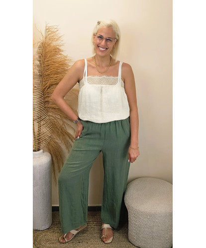 Pantalon Lin "Luna Kaki" - Vanessa