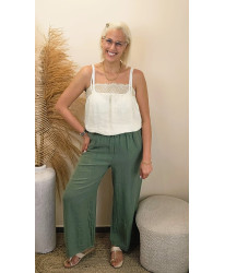 Pantalon Lin "Luna Kaki" - Vanessa