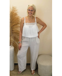 Pantalon Lin "Luna Écrue" - Vanessa