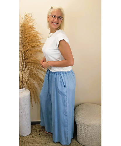 Pantalon Palazzo "Blue Breeze" - Angele