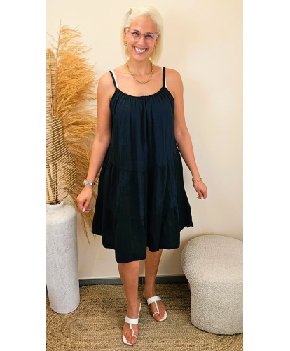 Robe Gaz de Coton Noir - Jade
