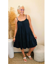 Robe Gaz de Coton Noir - Jade