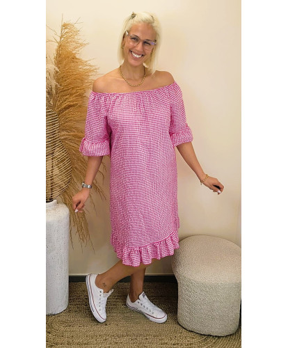 Robe Vichy "Rose Bonbon" -...