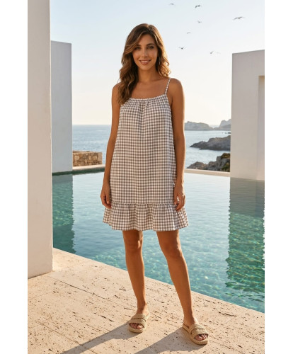 Robe Vichy Sable d'Été - Fatou