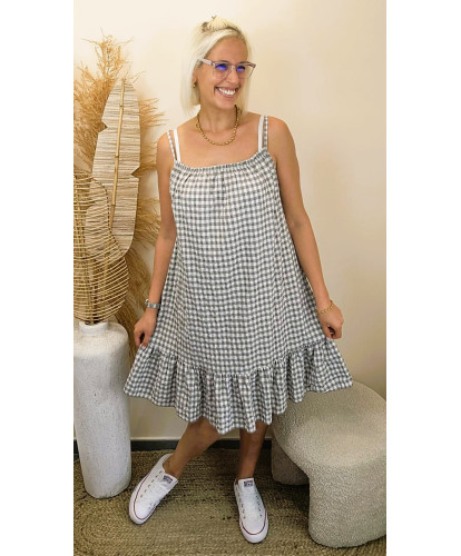 Robe Vichy Sable d'Été - Fatou