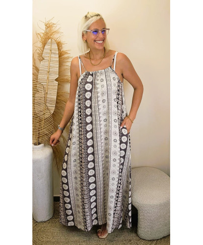 Robe Ethnic Chic Beige -...