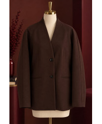 Blazer Loose Col Châle Chocolat - Alix