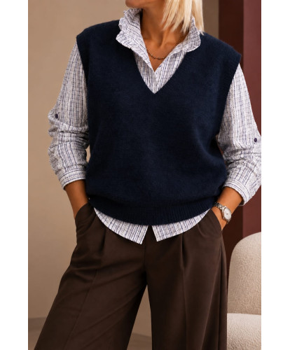 Pull Sans Manches Bleu Marine - Angelina