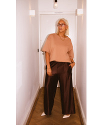 Pantalon Track Chic Satiné Chocolat - Alicia