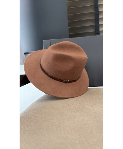 Chapeau Fedora Laine Cognac