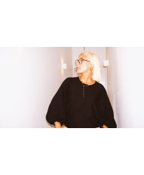 Pull Maille Fine Manches Lanterne Noir - Axelle