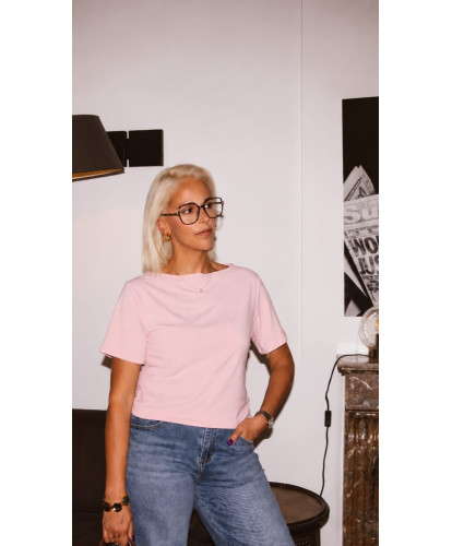 T-Shirt Col Bateau Rose - Amel