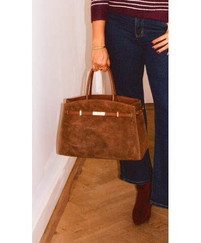 Grand Sac Cuir Nubuck Terre de Sienne