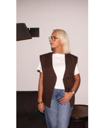 Gilet Tailleur Oversize Croisé Chocolat - Ange