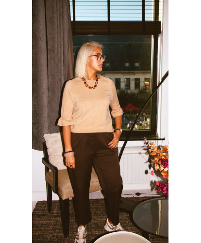 Pull Maille Festonnée Camel - Dina