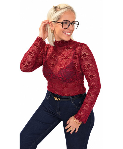 Top Dentelle Fleurie Velours Burgundy - Lou