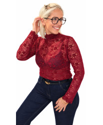 Top Dentelle Fleurie Velours Burgundy - Lou