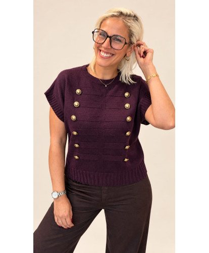 Pull Maille Fine Officier Prune - Roxane
