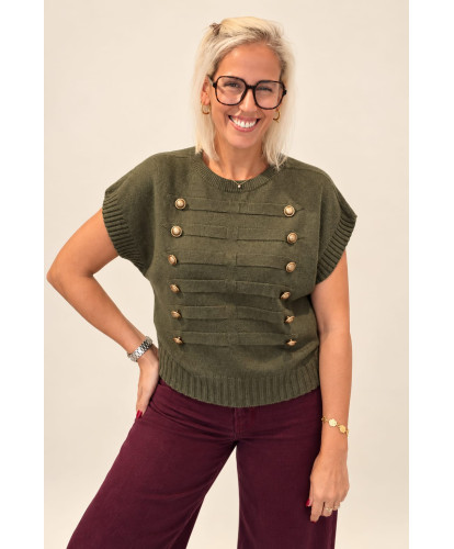 Pull Maille Fine Officier Kaki - Roxane