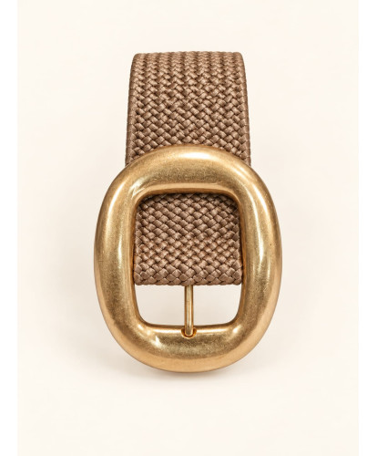 Ceinture Tressée Boucle Bijou Taupe