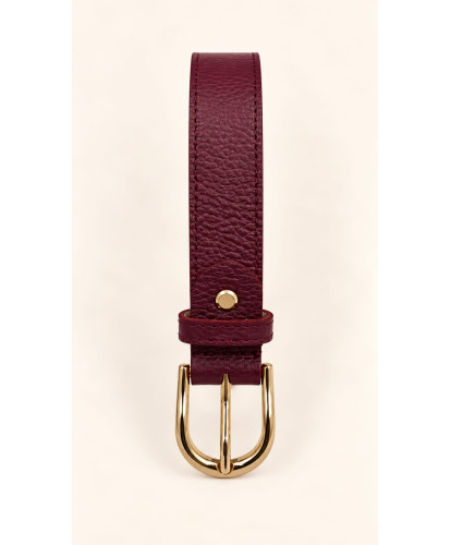 Ceinture Cuir Grainé Prune