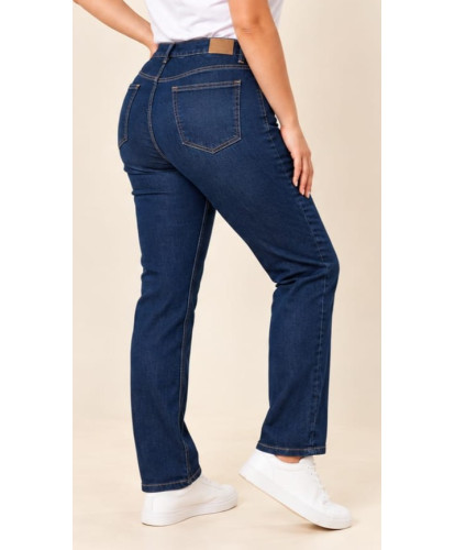 Jeans Droit Sculptant Bleu...