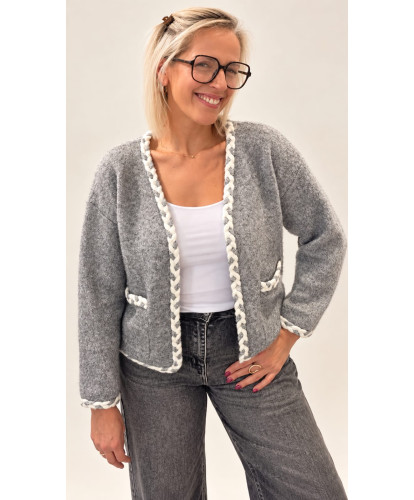 Cardigan Tressé Gris Perle - Stella