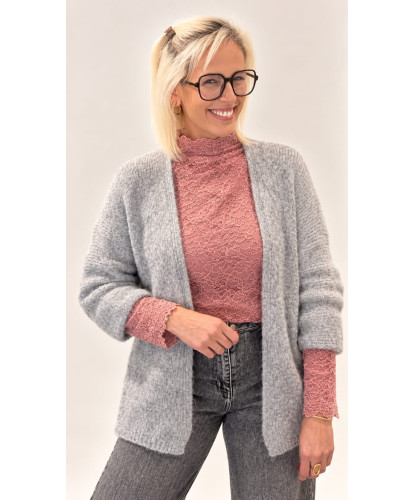 Gilet Fluffy Oversize Gris - Solene