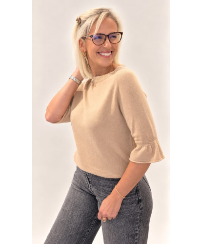 Pull Maille Festonnée Camel - Dina