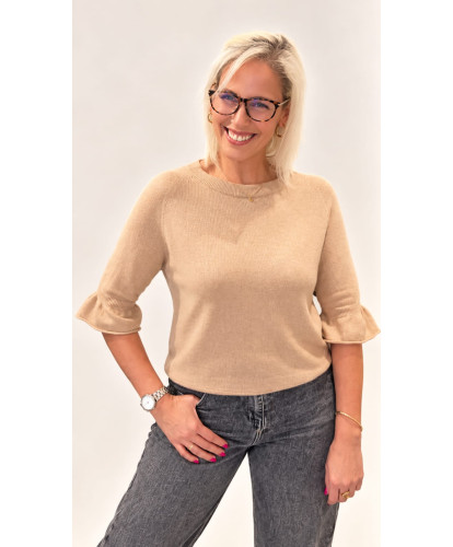 Pull Maille Festonnée Camel - Dina