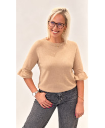 Pull Maille Festonnée Camel - Dina