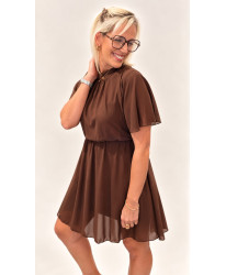 Robe Mousseline À Volants Chocolat - Laurine