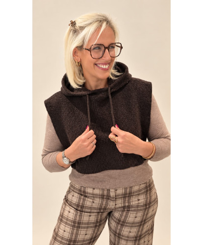 Cagoule Cape En Maille Chocolat