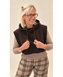 Cagoule Cape En Maille Chocolat