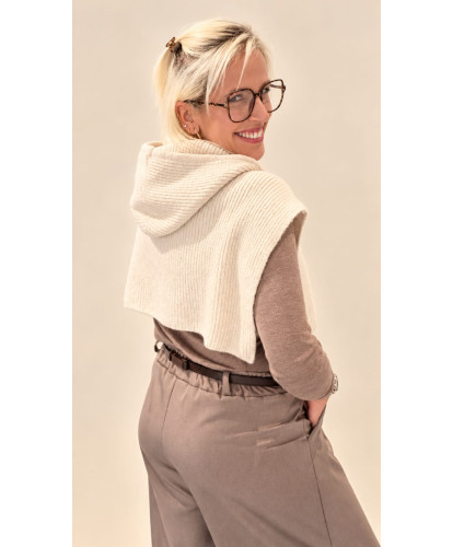 Cagoule Cape En Maille Écrue