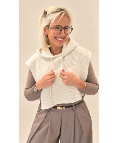 Cagoule Cape En Maille Écrue