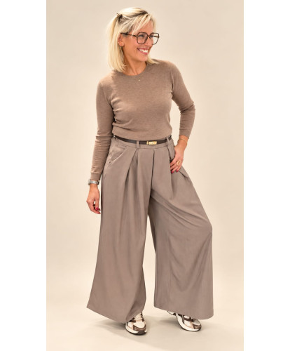 Pantalon Tailoring Loose À Pinces Taupe - Sirine