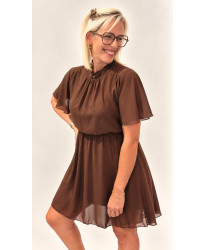 Robe Mousseline À Volants Chocolat - Laurine