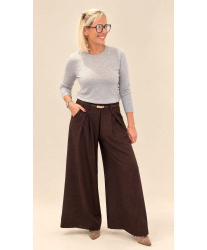 Pantalon Tailoring Loose À Pinces Chocolat - Sirine
