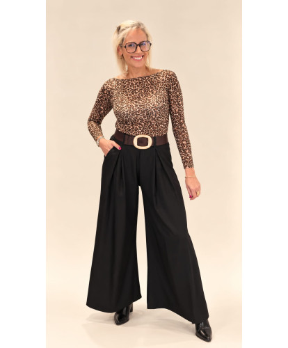 Pantalon Tailoring Loose À Pinces Noir - Sirine