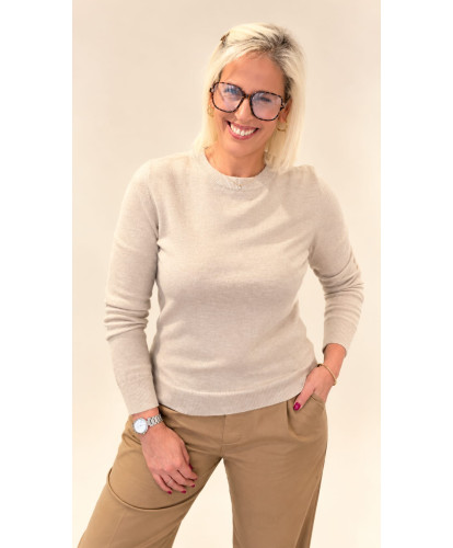 Pull Beige Avec Écharpe Cagoule - Laly