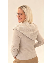 Pull Beige Avec Écharpe Cagoule - Laly