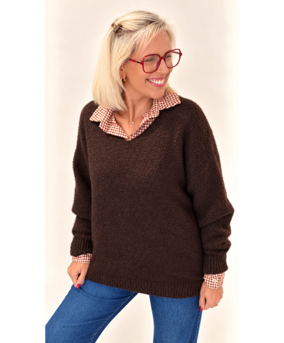 Pull Maille Oversize Chocolat - Ana