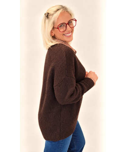 Pull Maille Oversize Chocolat - Ana