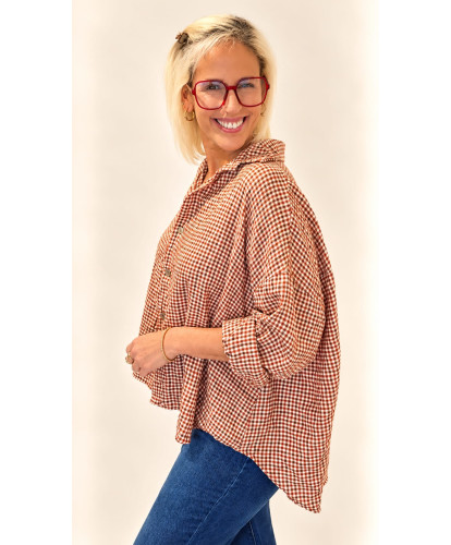 Chemise Oversize Vichy Terracotta -Nina