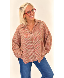 Chemise Oversize Vichy Terracotta -Nina