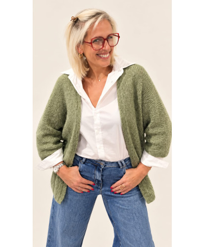 Gilet Fluffy Oversize Kaki...