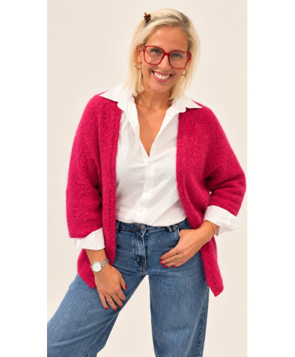 Gilet Fluffy Oversize Framboise - Solene