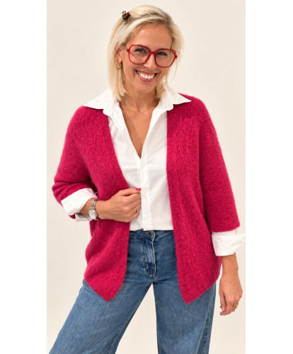Gilet Fluffy Oversize Framboise - Solene