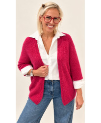 Gilet Fluffy Oversize Framboise - Solene